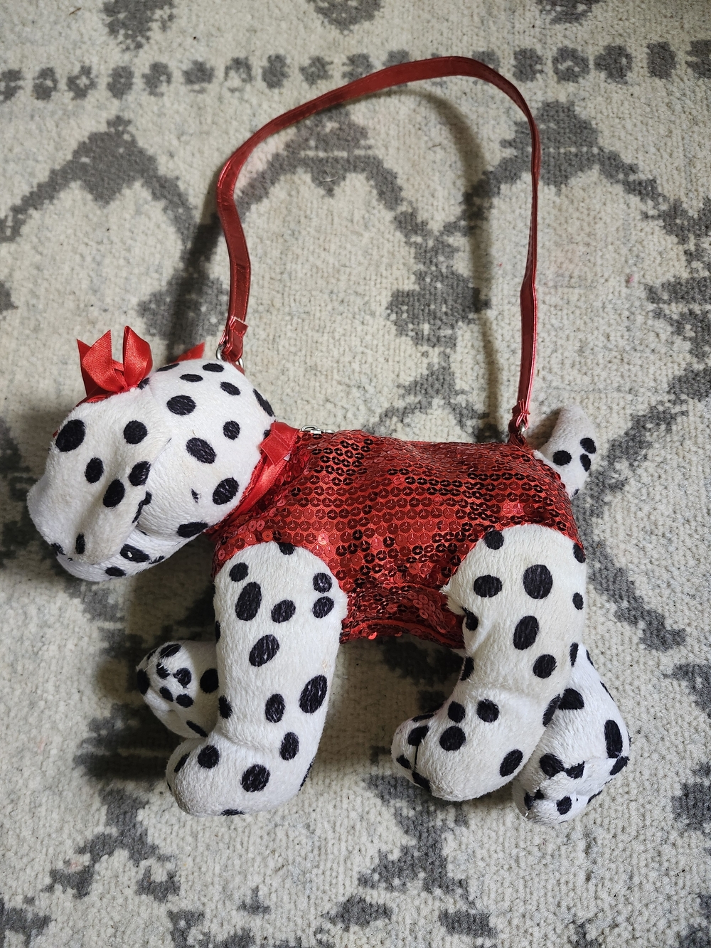 Plush Dalmatian Dog Harness Toy - Red Sequin